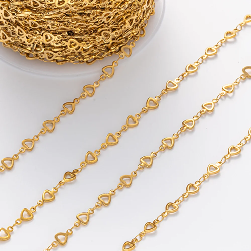 

1Meter Stainless Steel Heart Link Chains Handmade DIY Love Necklaces Bracelets Anklets Jewelry Gifts Making Supplies Materials