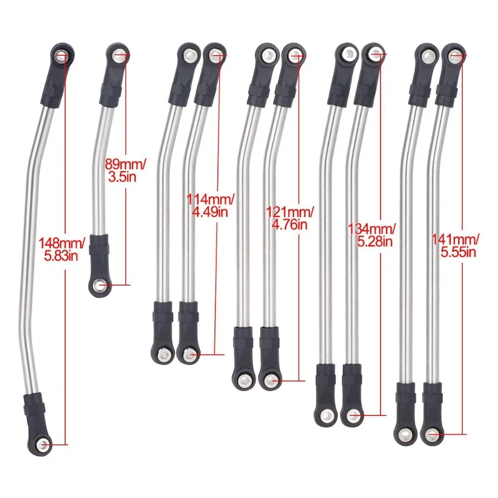 110 RC 車両用ステンレススチール製プルロッド、SCX10 II AX90046 互換モデル向けに設計、改良されたサスペンションを備えています