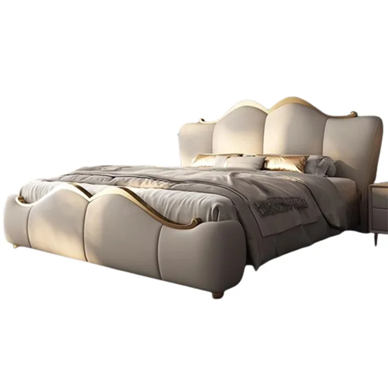 Cama estética De cuero, salón doble De lujo, Cama Queen, suelo multifuncional, Cama De Lujo Para Dormitorio, muebles De dormitorio