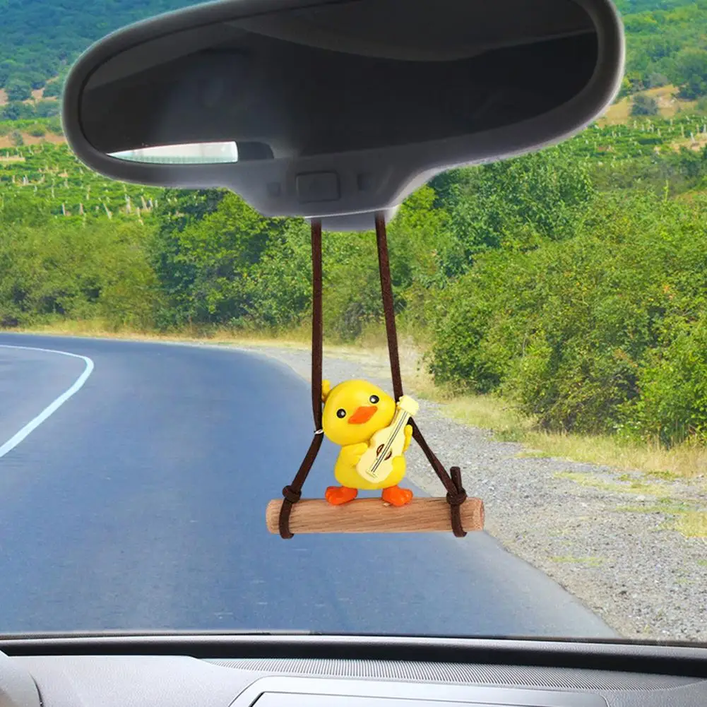Niedliche Auto-Accessoires: Schwingende Enten-Anhänger für den Rückspiegel, Süße Auto-Deko, Plastiktaschen-Charm, Schlüsselanhänger, Geschenk