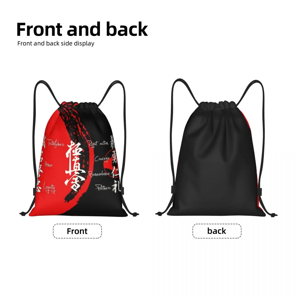 Custom Kyokushin Karate Bushido Waarden Trekkoord Tassen Voor Training Yoga Rugzakken Mannen Vrouwen Martial Arts Sport Gym Sackpack