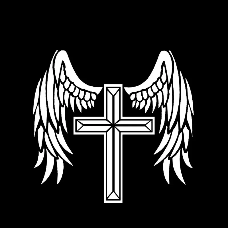 Creative Decals The Cross Angel Will Protect You Cool Design Car Sticker Vinyl Decal Black/Silver Covering The Body,14cm*13cm