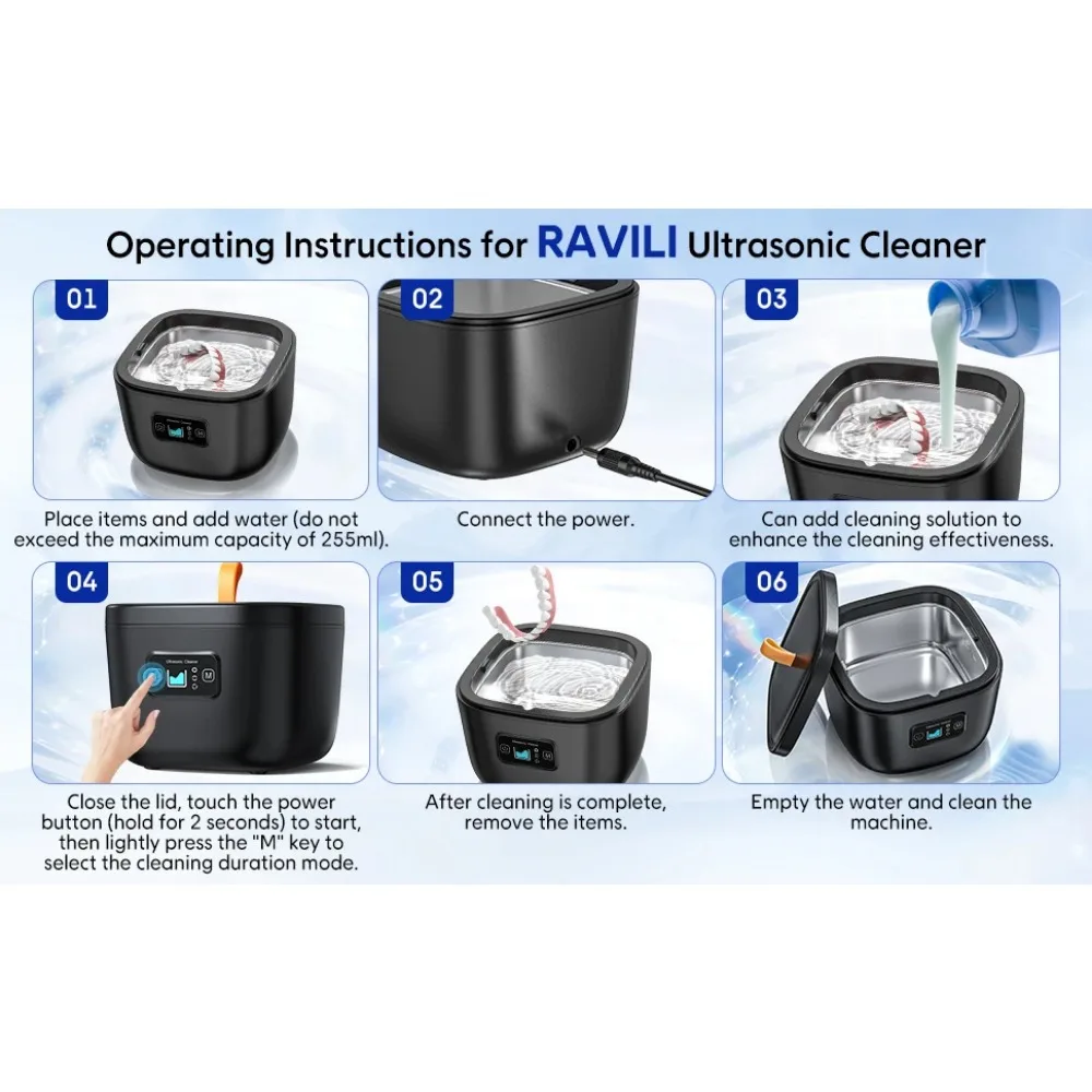 Ultrasonic Cleaning Machine Multi-function 42000hz High Frequency Denture Cleaning Watch Jewelry Glasses Automatic Cleaner