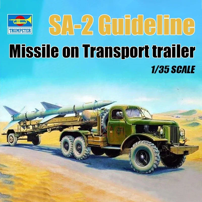 

Комплект собранной модели из пластиковой шкалы Trumpeter 00204 SA-2, ракетный прицеп и транспортный прицеп, масштаб 1/35.
