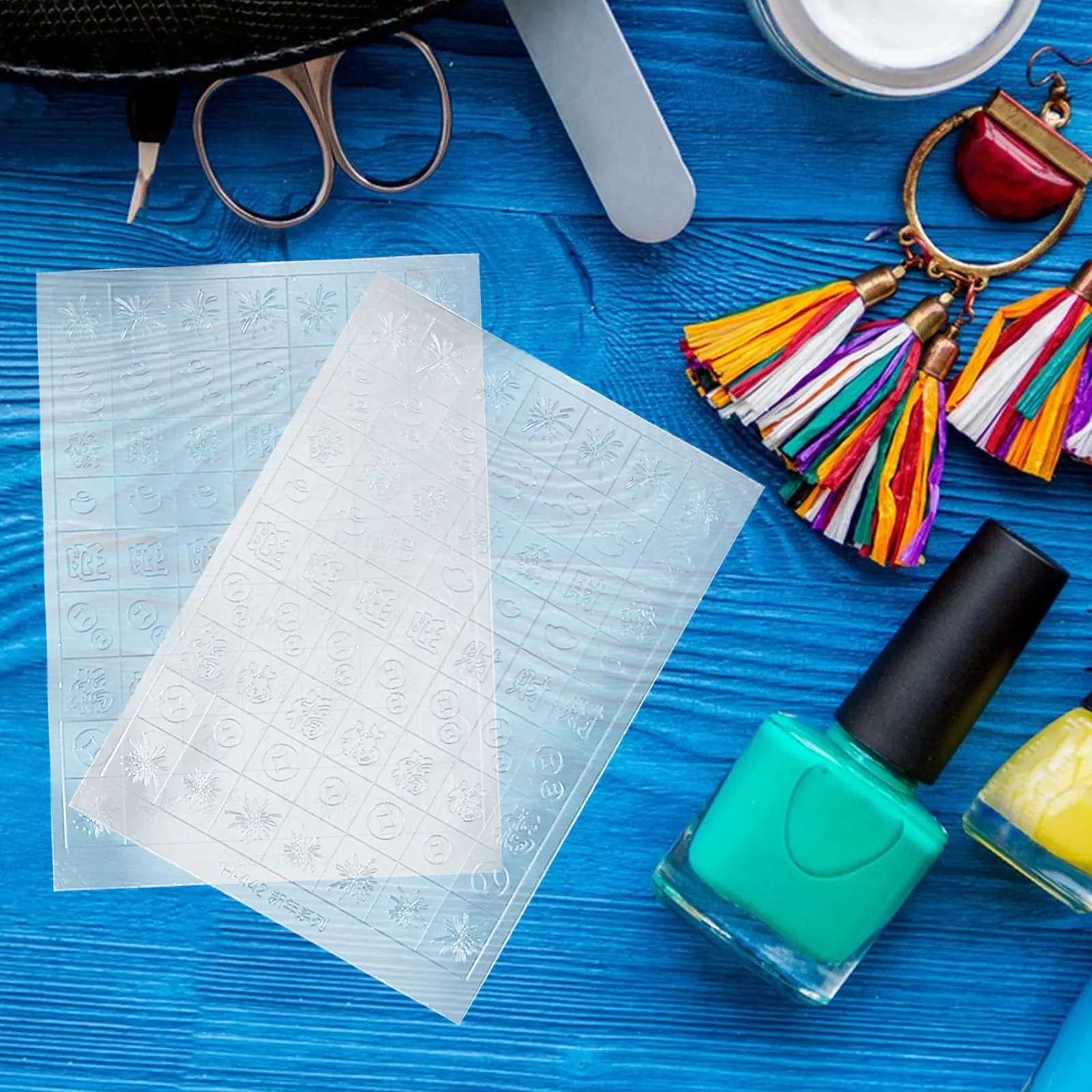 

Nail Art Decals Reusable Self Adhesive Templates for Creative Manicure Designs French Edge Pattern Application Kit