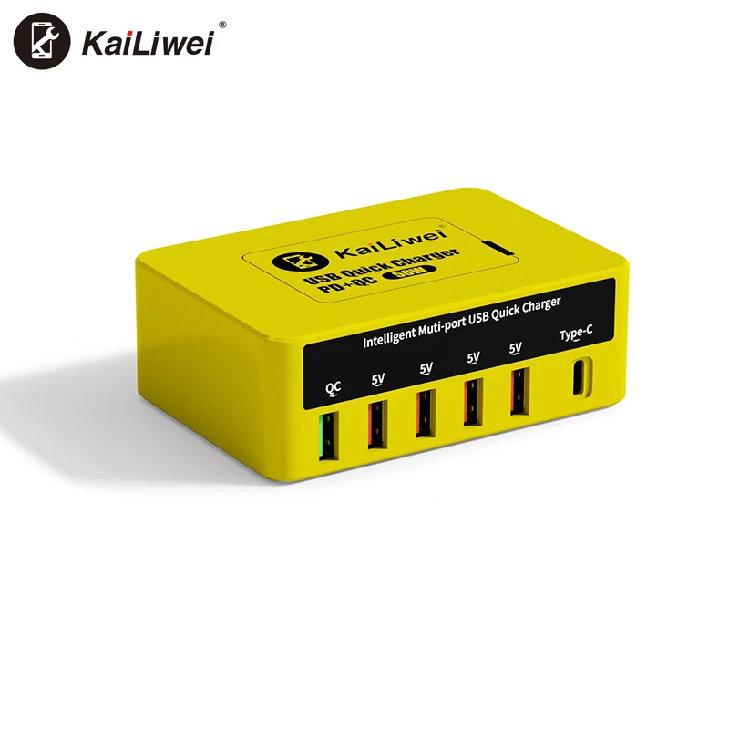 

Kailiwei KLW-818 6-Port Intelligent PD+QC 3.0 USB Quick Charger With LED Display Fast Charge For iPhone Samsung Tablet Charger