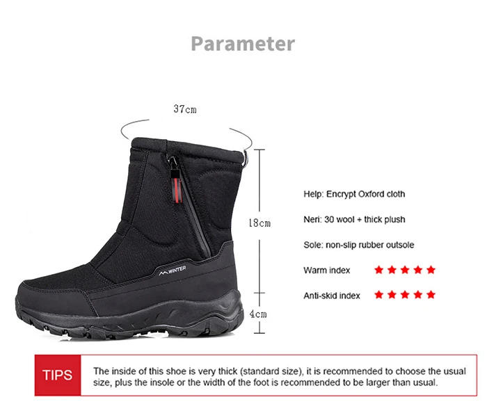 Herren Winter High-Top Stiefel Warme Innenfütterung Bequeme Herrenschuhe Outdoor Herren Schneestiefel Paar-Schuhe – Detail 5