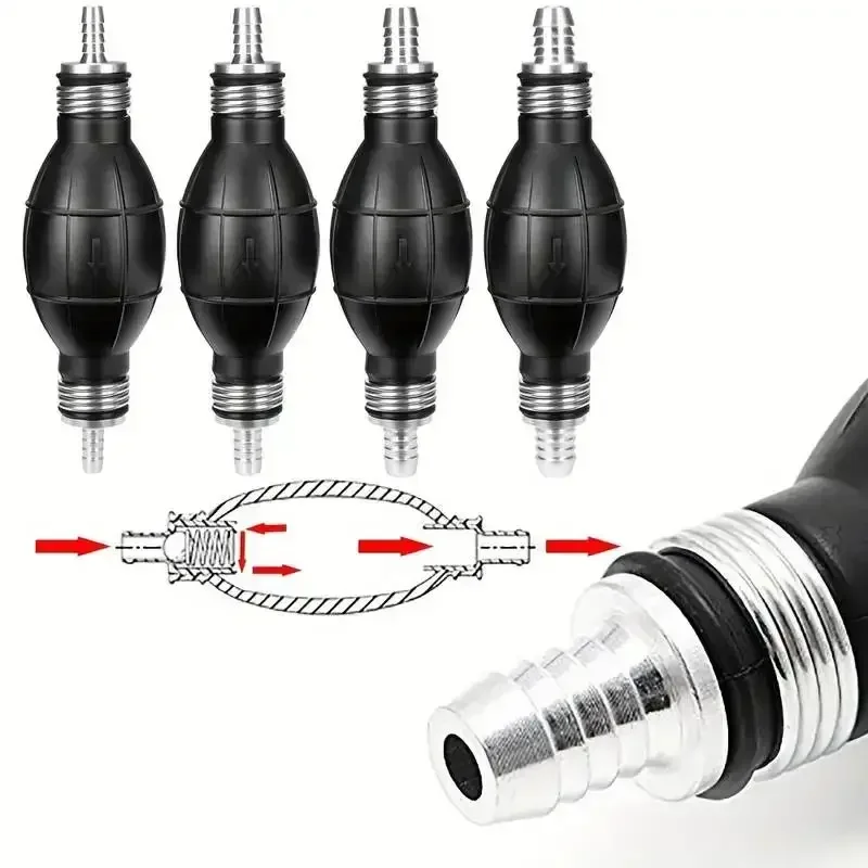 6mm/8mm/10mm/12mm Auto Hand Kraftstoff Pumpe Auto Boot Hand Pinch Ball Aluminium Legierung One Way Hand Pumpe Kraftstoff Gummi One Way Rückschlagventil