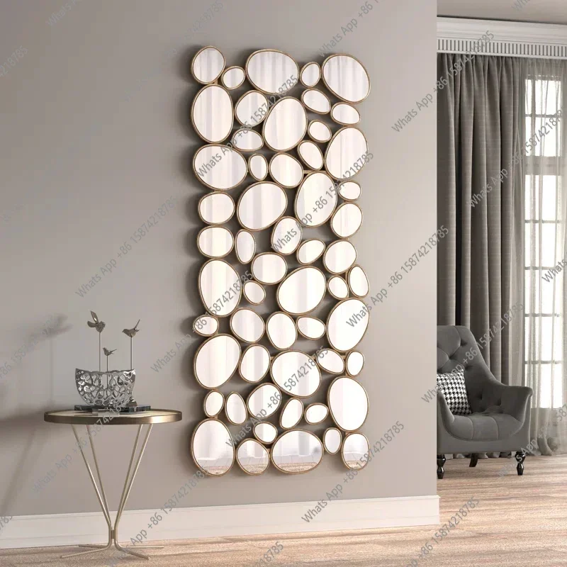 B YX Decorative Painting Oval Heart Shape Can Stand Mirror Table Wedding Decoration Makeup Full-length Mirror Wooden