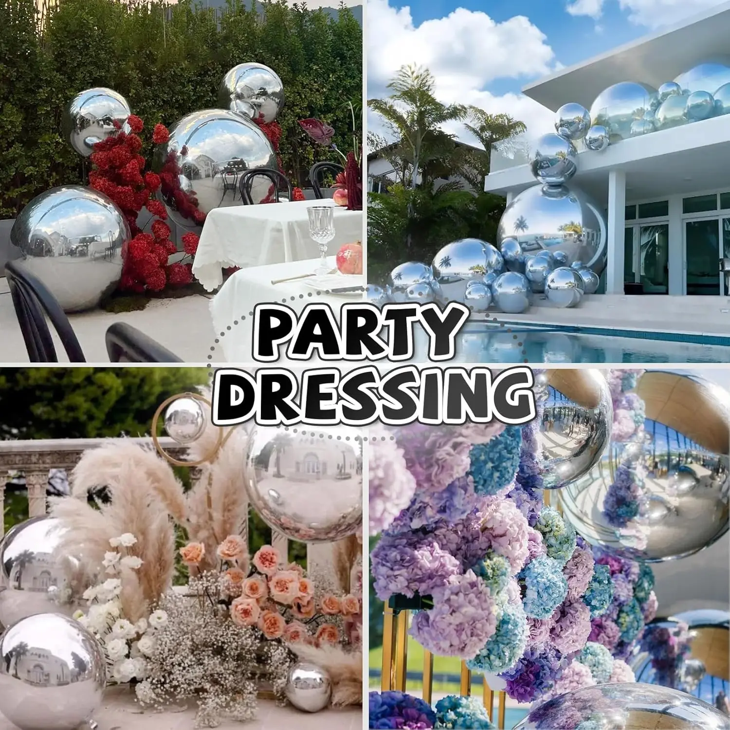 1-pack gigantische opblaasbare spiegelbal kleurrijke PVC bollen set herbruikbare metalen ballen voor kerstfeest bruiloft achtergrond decor