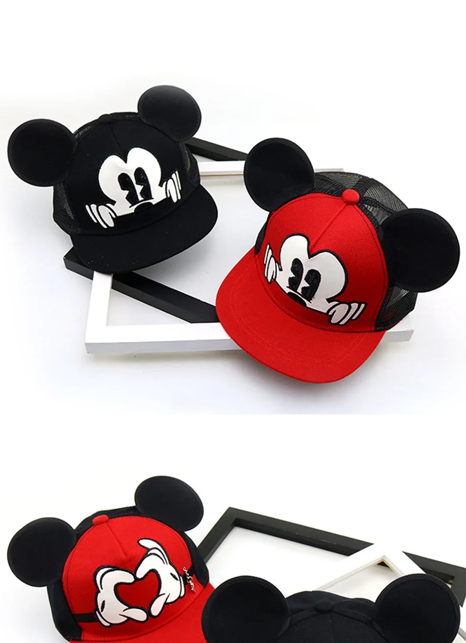 Disney Waflera Mickey Mouse Hat For Kids Baby Boy Girl Baseball Cap Fashion Children Hip Hop Caps Kids Snapback Breathable Hats