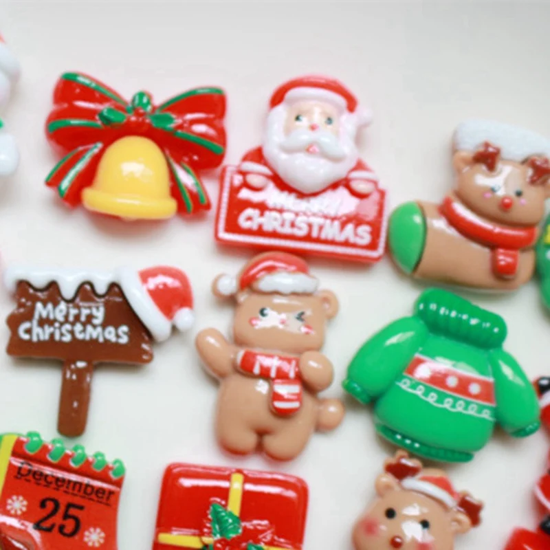 100pcs/lot Christmas 3D resins patches for DIY fridge magnet phone hair accessories wholesale