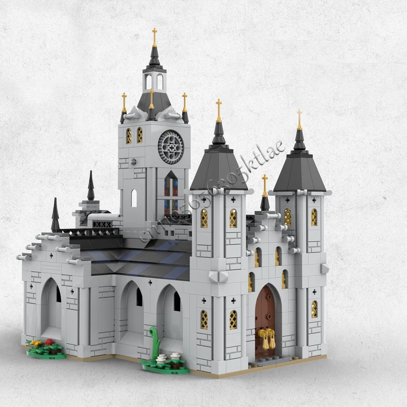 1445 ELEMENTÓW Popularny MOC Średniowieczny Model Kościoła do Samodzielnego Montażu, Klocki Edukacyjne DIY, Zabawki dla Dzieci, Prezent Niespodzianka