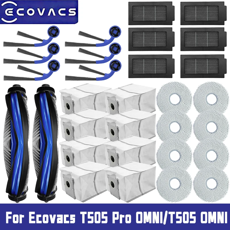 For Ecovacs T50S Pro OMNI T50S OMNI Vacuum Cleaner Replacement Accessories Main Side Brush HEPA Filter Mop Cloths Dust Bag Spare