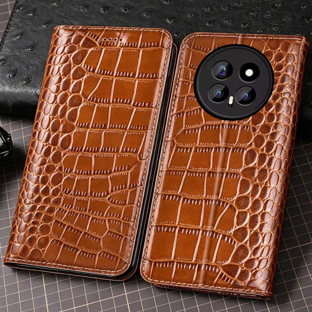 Krokodil-Echtleather-Klappcase for Honor Magic 2 3 4 5 6 7 8 Pro Lite phone-Briefbag Business-Schutzcasen