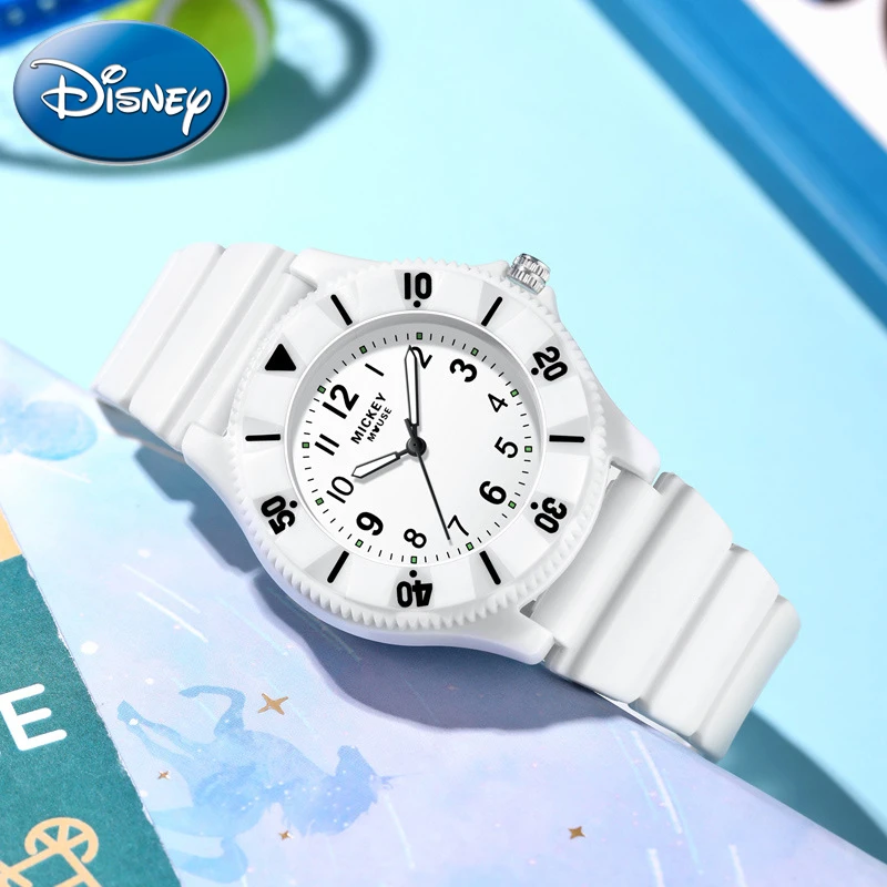 Disney-Macaron Color Matching Fashion Quartz Watch com caixa, presente infantil