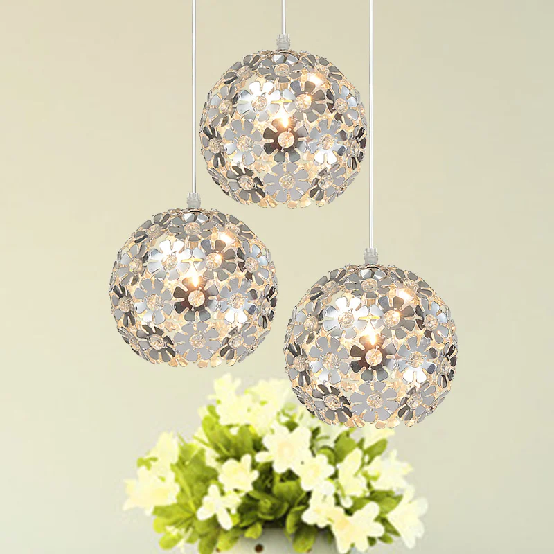 Piękne srebrne kwiaty lampy wiszące Aluminiowa kryształowa lampa wisząca do dekoracji wnętrz Jadalnia salon sypialnia nocna lig