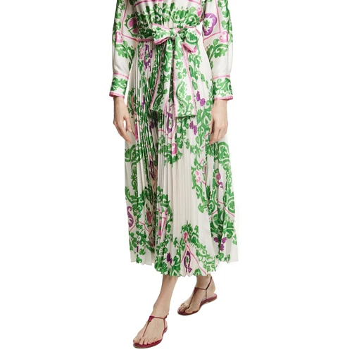 Imagen 2 del producto CHCH-vestidos elegantes estampados para mujer, vestido elegante de manga larga con cuello con cordones, bata de otoño, vestido camisero por debajo de la rodilla 2024