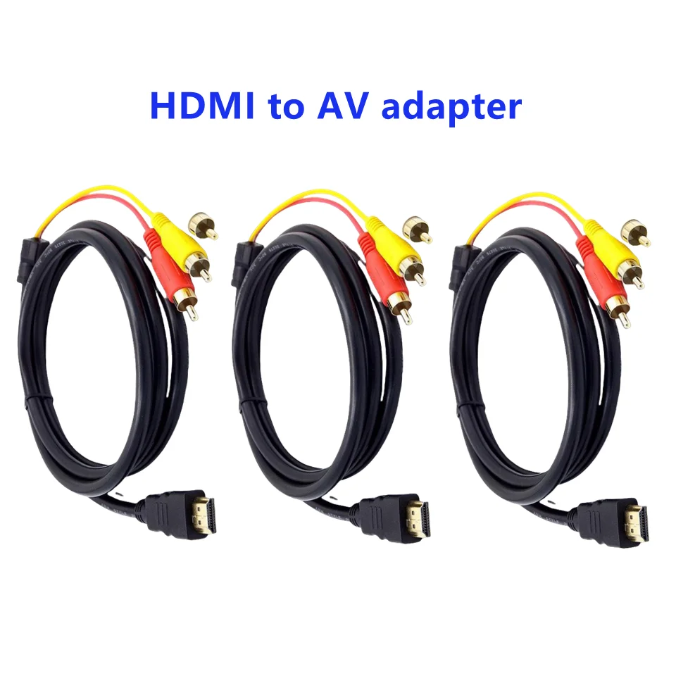HDMI To AV Adapter Cable 1080P 5ft HDMI Male to 3-RCA Video Audio AV Cable Connector Adapter One-Way Transmitter for TV HDTV DVD