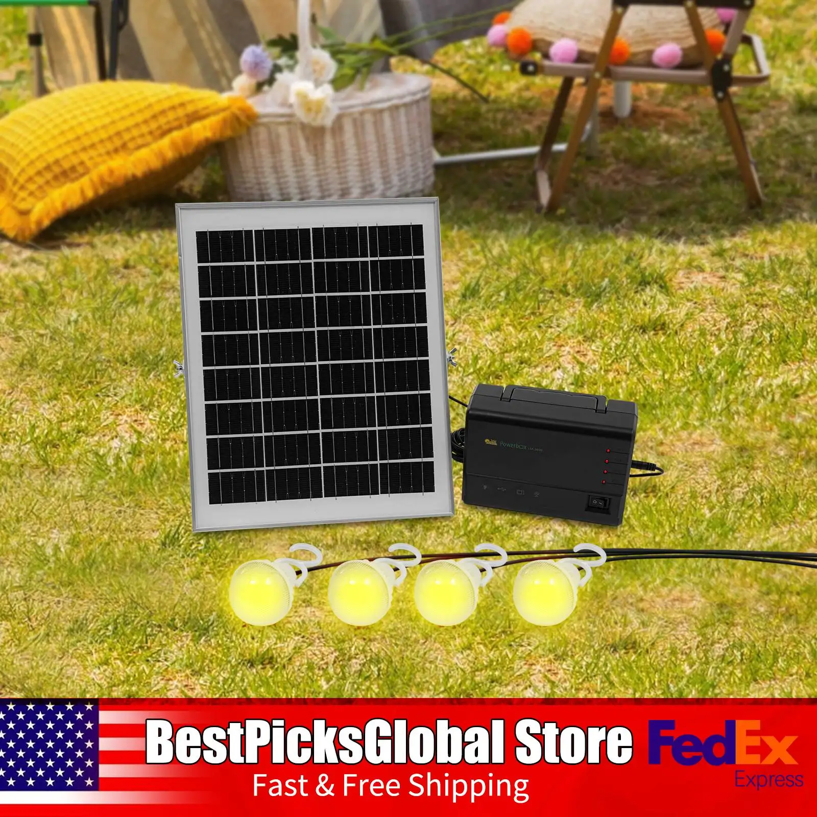 

LM-3606 Solar Power Inverter with Light, Wide Voltage, Solar Generator with Bulbs for Camping, Residential, Outdoor Work