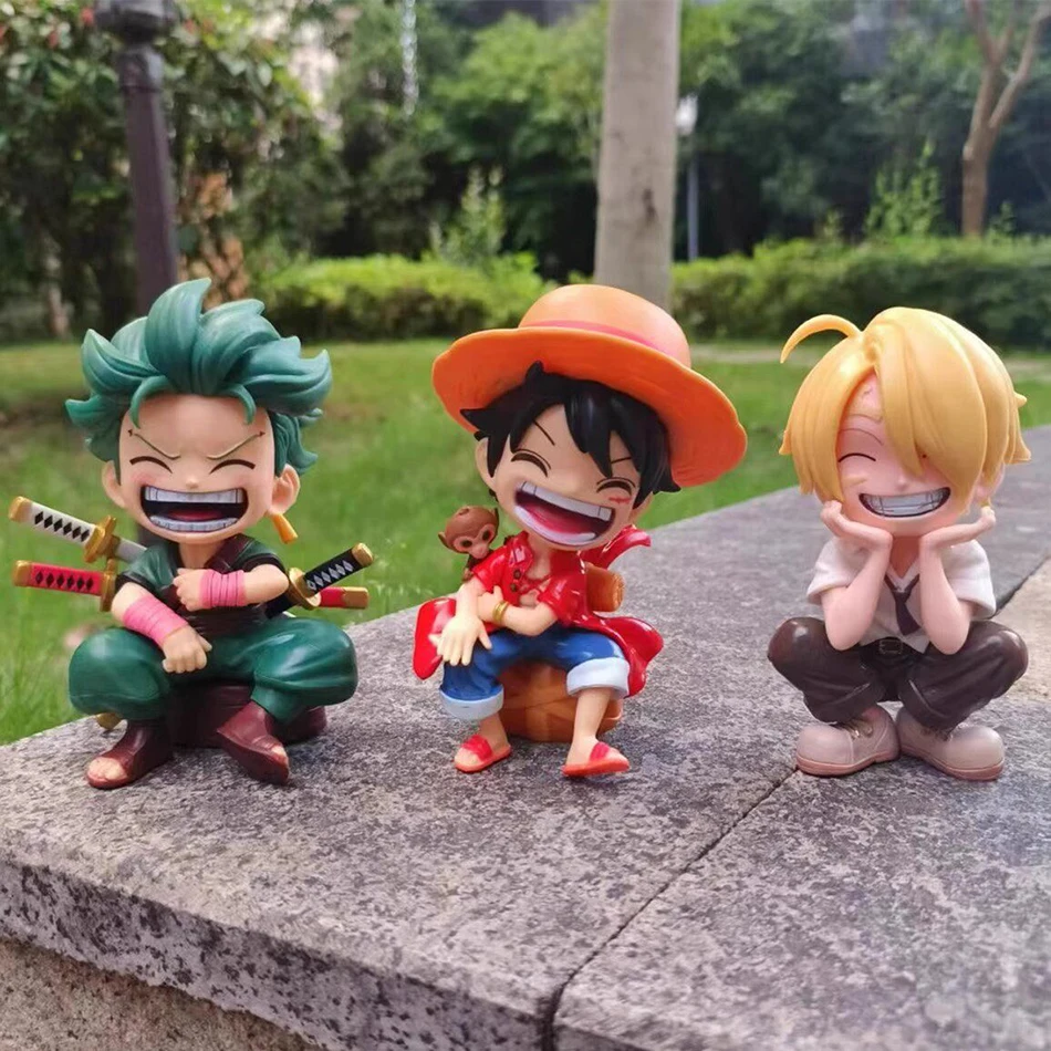 Anime-Zubehörserie ONE PIECE Luffy Solon Sanji Q-Version Sitzende Figur Kindermodell Spielzeug Geschenk Sammlerstück – Detail 5