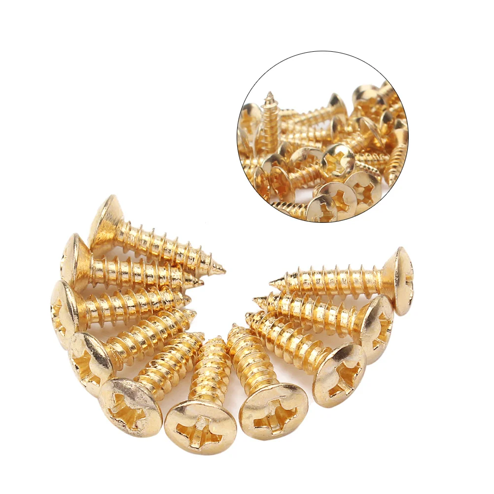 

10Pcs Bass Guitar Screws Gold 3x12mm Mounting Replacement for Pickguard Cover Plate Electric Nails