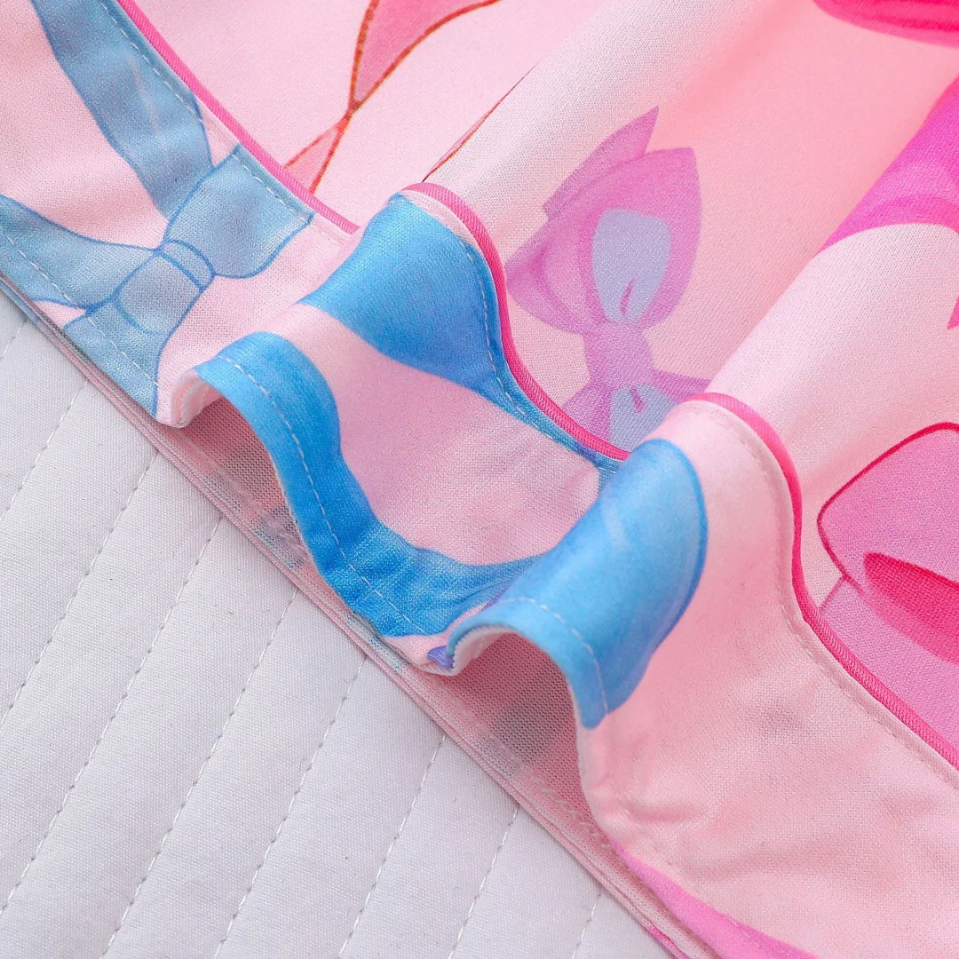 Pijama estampado com laço rosa e lapelas, camisas e shorts soltos de manga curta para mulheres, conjunto de roupas para casa, presente de Natal