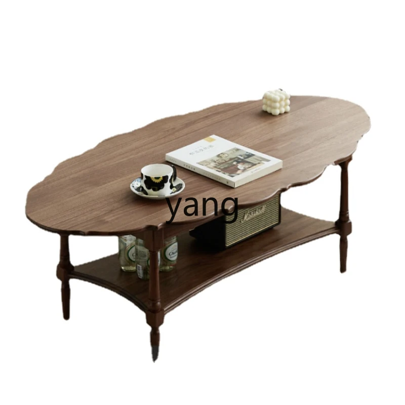 CX Solid Wood round Coffee Table Living Room Home Small Apartment Retro Small Table Modern Minimalist Tea Table