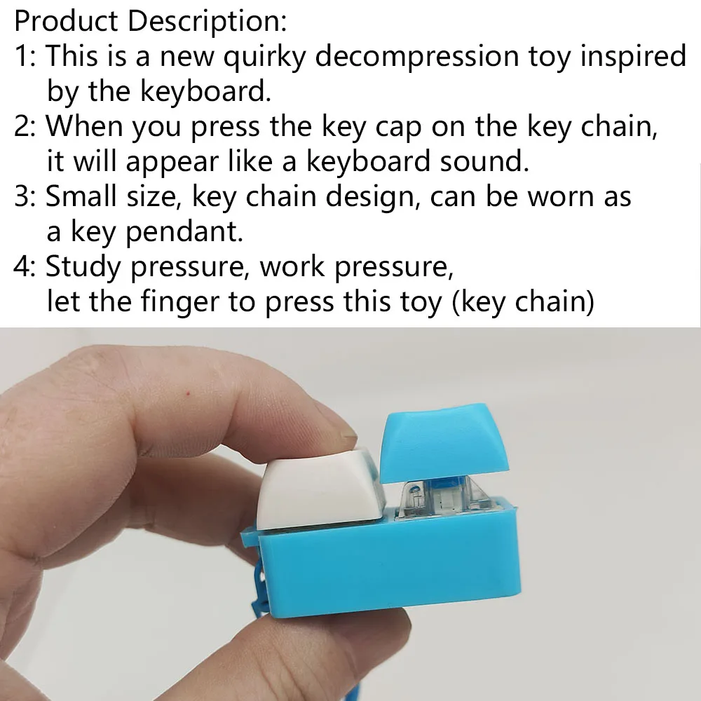 Pop Fidget Keychains Blue-Stress Relief Toys for Adults Desk Accessories Keychain with Rubber Bands