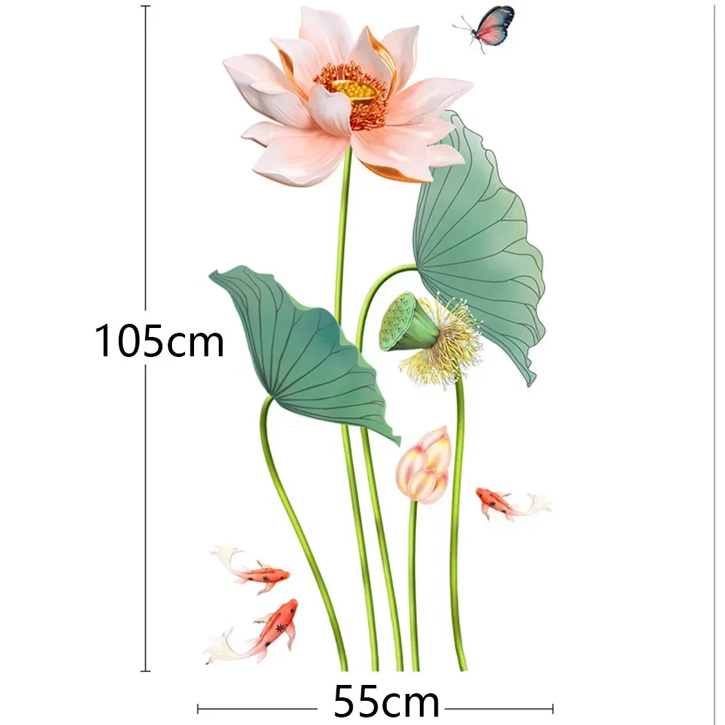 

Living Room Wall Sticker Lotus Mural PVC Blossoms Decal Decor Flower Flowers Home Shop Stickers Vinyl 55*105cm
