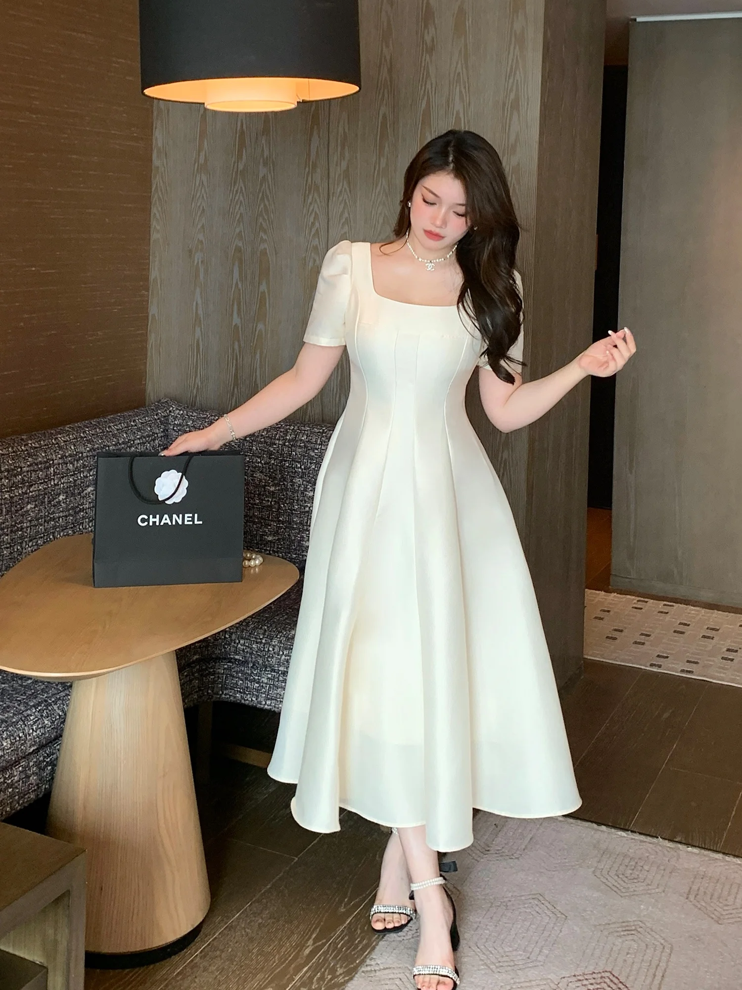 

MB Large Size Women's Dr Summer A-Line Hepburn Sle High Waist Midi Dr Casual Commute Sle Polyester Fiber Skirt