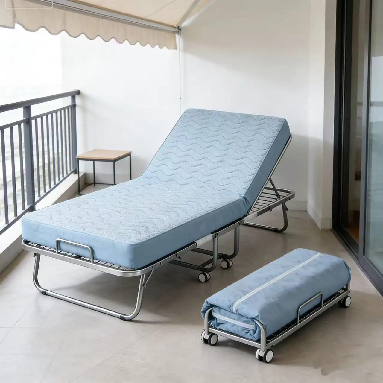 Blue Modern Metal Foldable Customizable Portable Outdoor/Office Nap Folding Bed