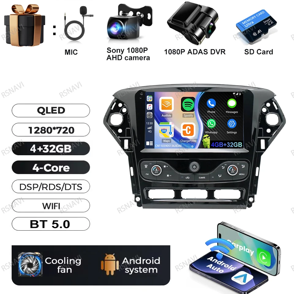 Autoradio Android 15 Voor Ford Mondeo MK4 2007-2014 DVD Viedo Speler BT 4G LTE GPS DSP Head Unit multimedia Stereo Navigatie - afbeelding 1
