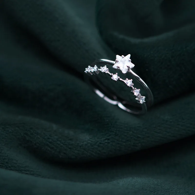 

925 Sterling Silver Rings Women Jewellery Adjustable Star S925 Fashion Accessoires zirconia Ladies Finger Rings Jewelry