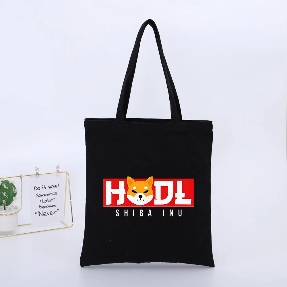 Dog Graphic Canvas Tote Bag with Letter Print, Urban Style for Daily Shopping
