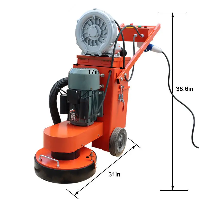 Concrete Ground Floor Grinder, Diamond Polishing Plate, Fan Dust Collector, 400mm, 220 V