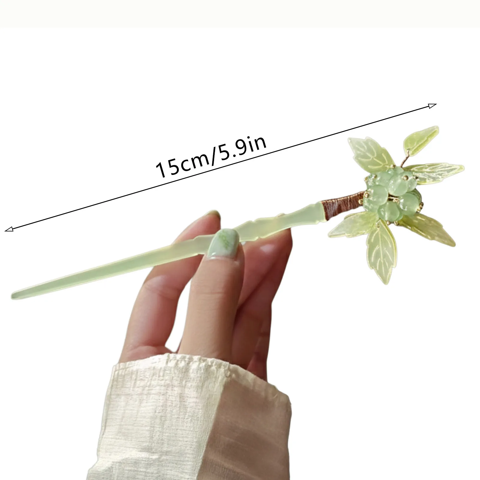 Elegant Hairpin For Women Vintage Chinese Style Bamboo Bead String Hair Stick Exquisite Headwears Imitation Jade Hairpin 1pc view 6