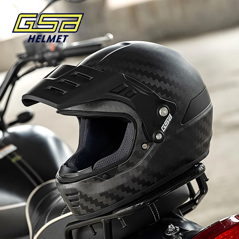 Gsb Carbon Fiber Motorcycle Retro Helmet Men's and Women's Motorcycle Rally Off-road Safety Helmet Cool V73