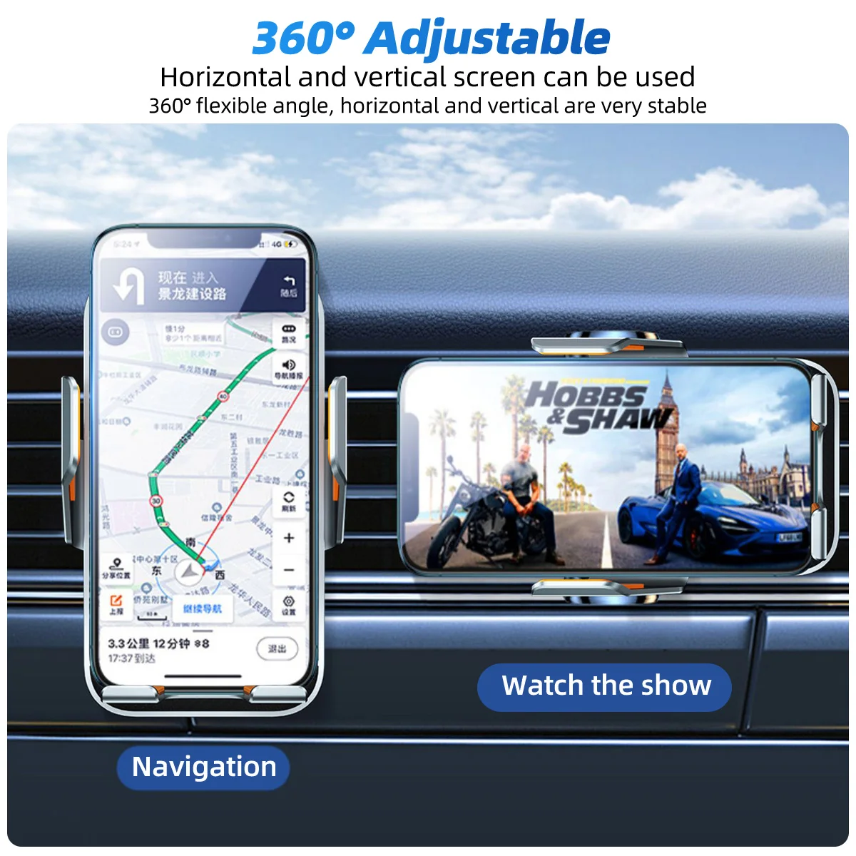 Wireless Car Charger phone Stand Transparent Auto Car Phone Holder Mount For iPhone 14 13 12 11 Samsung Fast Charging Station