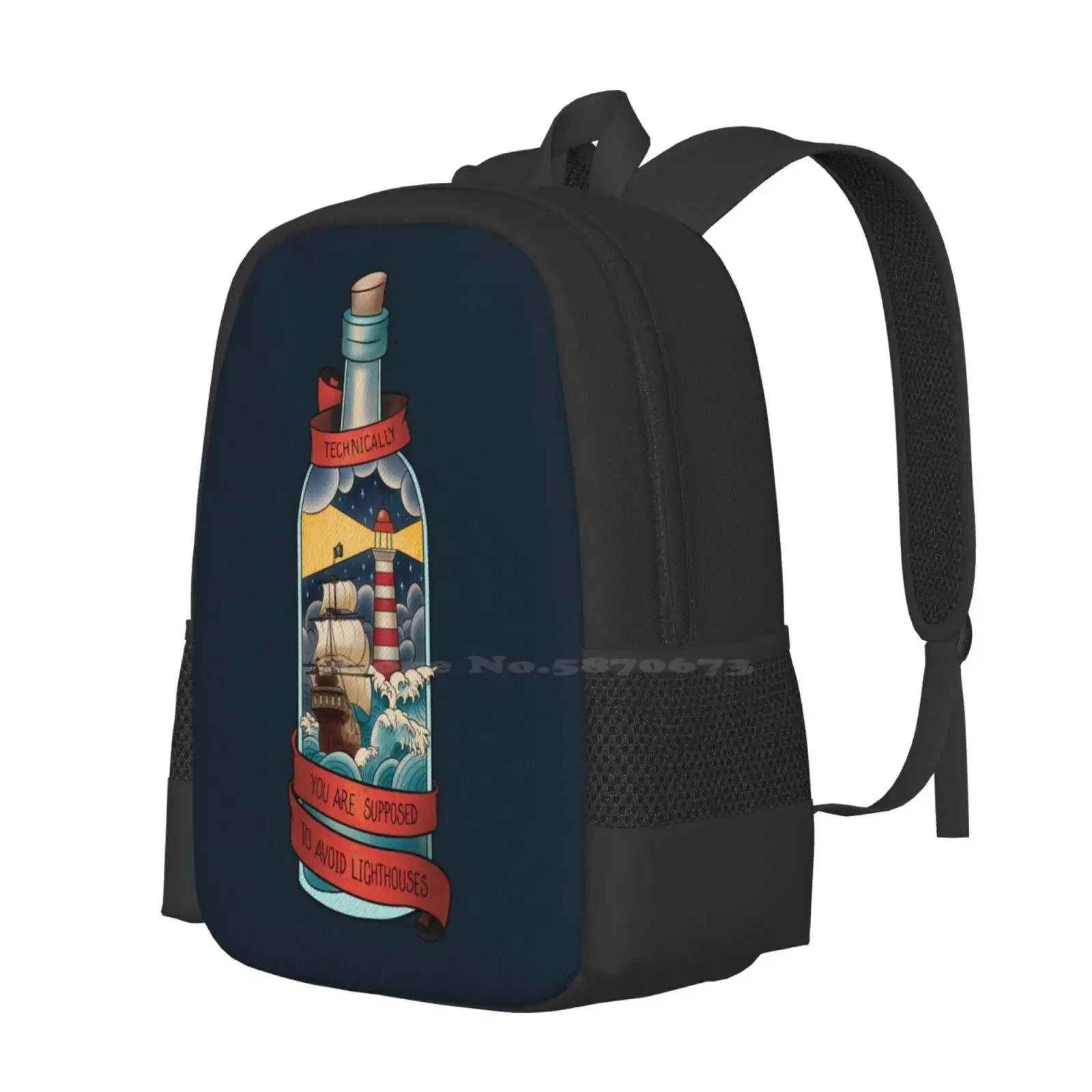 Avoid Lighthouses Hot Sale Schoolbag Backpack Fashion Bags Our Flag Means Death Stede Bonnet Edward Teach Blackbonnet Tattoo