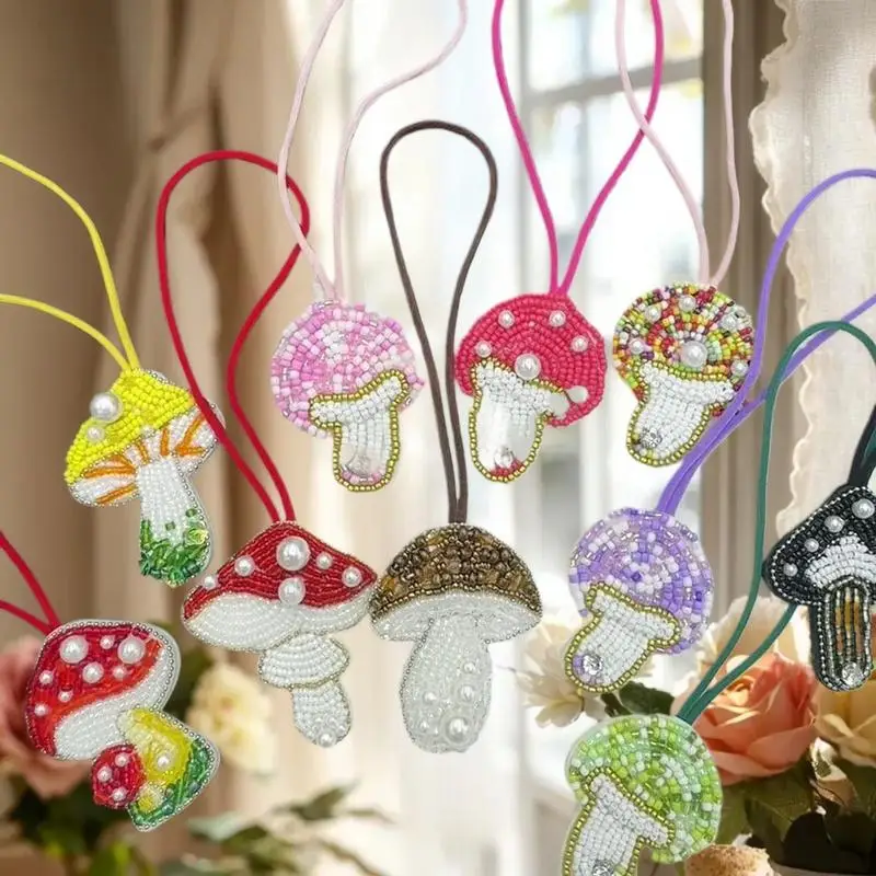 

[YU] милый гриб ручной работы, сумка из бисера, очаровательный красочный брелок из бисера для кошелька, домашний декор, подвесные украшения