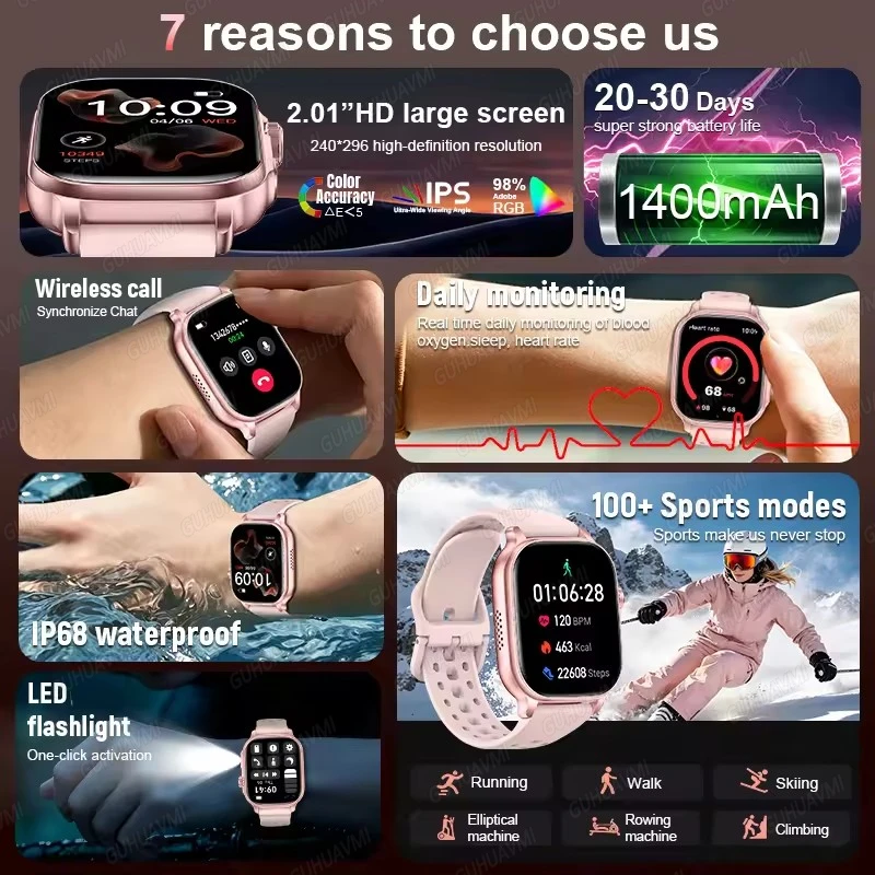 New 1400mAh Large Battery Watch Ultra2 Smart Watch Women 2.01