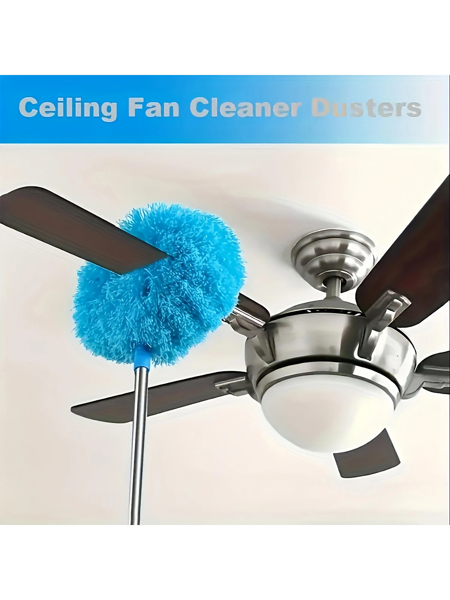 1PC Extendable Ceiling Fan Cleaning Brush Long Handle Microfiber Duster Reusable Dust Wands for Ceiling Window Top Air Conditioner Car Tires Dust Removal