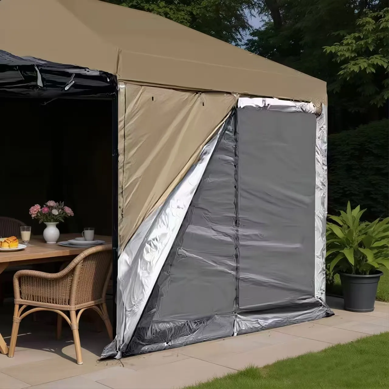 10x10 Canopy Tent Double Layer Sidewalls with Zipper Gazebo Sun Shading Mesh Side Wall Sun Protection Waterproof