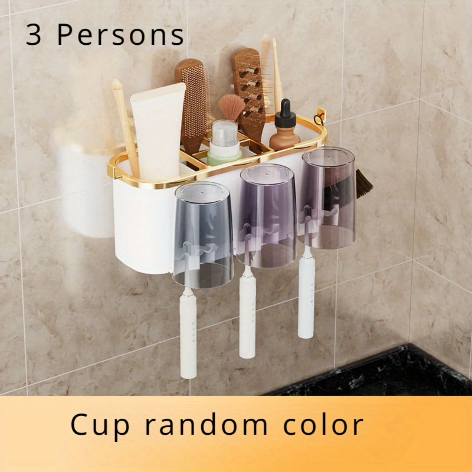 Space-Saving Wall-Mounted Toothbrush & Gargle Cup Holder - Multi-Functional Bathroom Organizer For  And Commercial Use