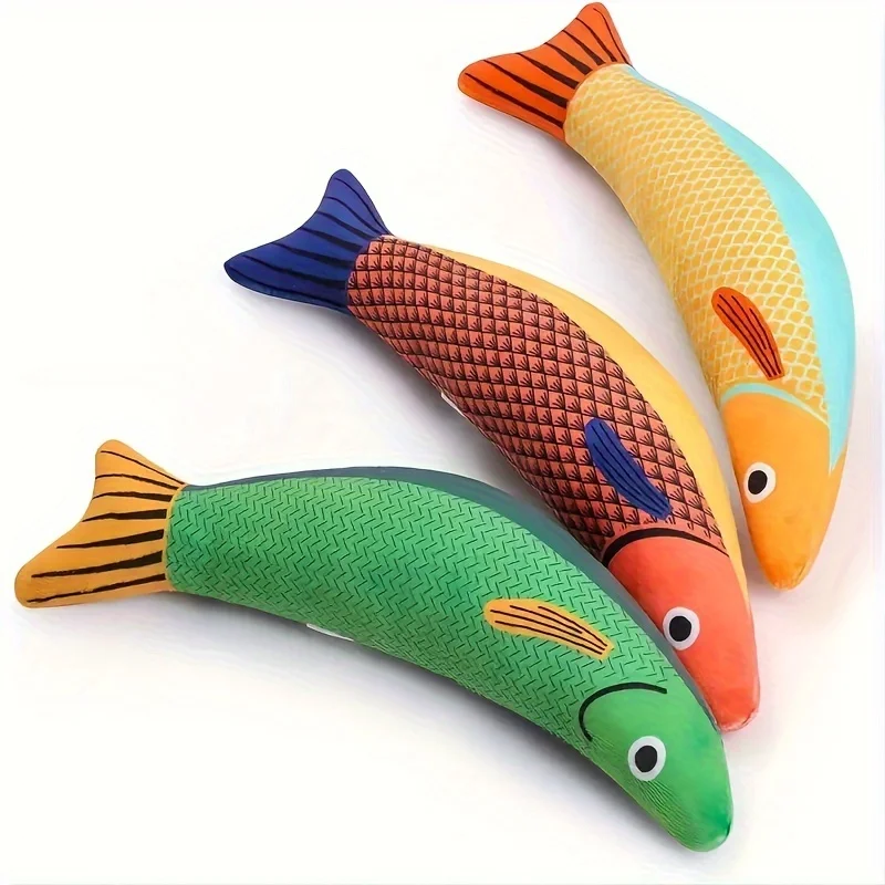 Juguetes para gatos: Juguete interactivo de felpa con sonido de pescado Saury, juguete para gatos con sonido crujiente, juguete para morder para gatos, juguete para moler dientes, juguete con hierba gatera para gatos y