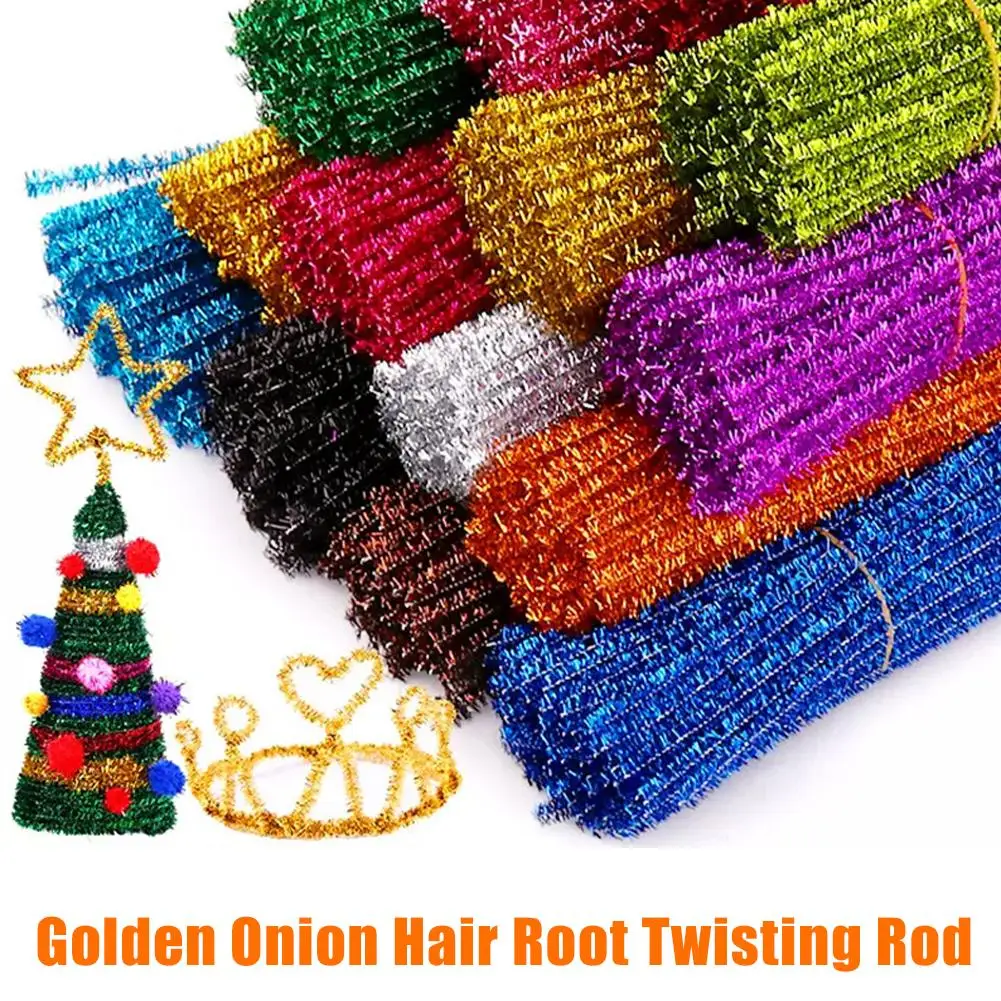 100 ชิ้น Glitter Chenille ลําต้นท่อทําความสะอาดตุ๊กตา Tinsel ลําต้นแบบมีสาย Sticks DIY เด็กการศึกษาหัตถกรรมอุปกรณ์และของเล่นหัตถกรรม