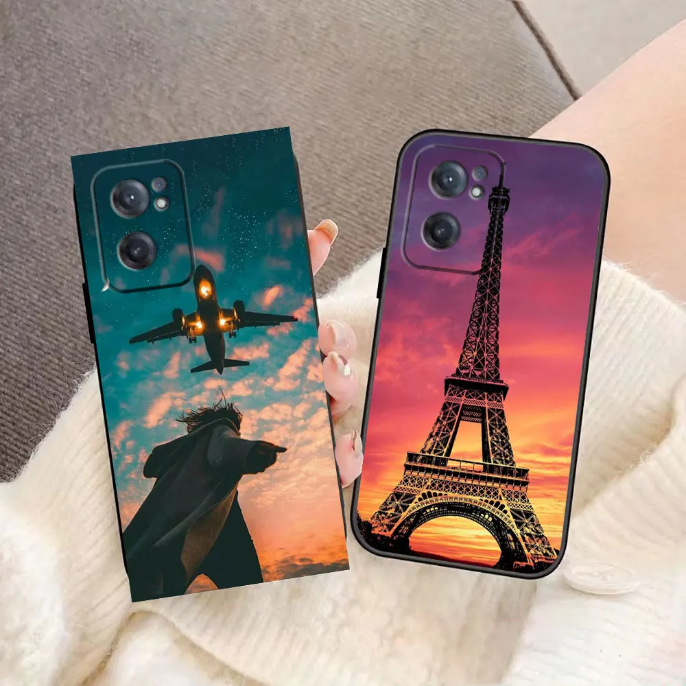 Plane Airplane Eiffel Tower Phone Case For Oneplus 11 10 9 8 8T 7 7T 6 6T ACE 2V NORD CE 2 3 5G Pro Case Funda Coque Shell Capa