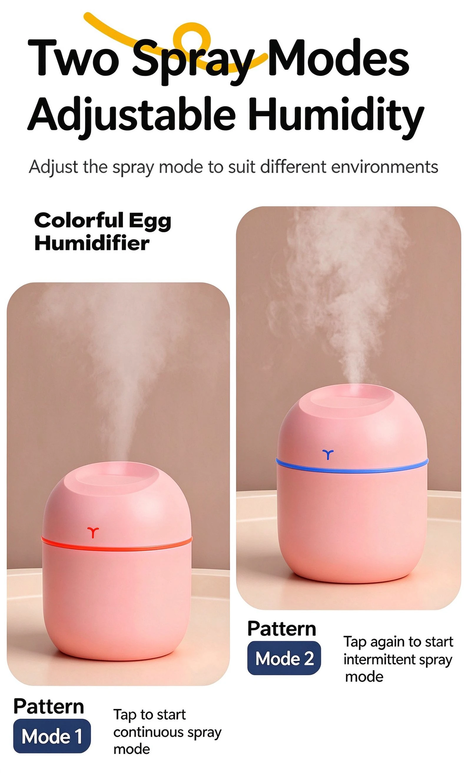 Mini-Luftbefeuchter, tragbarer USB-Luftbefeuchter mit kühlem Nebel und Nachtlicht, 220 ml, ultra-leiser Aroma-Diffusor für Schlafzimmer, Zuhause und Büro. – Detail 4
