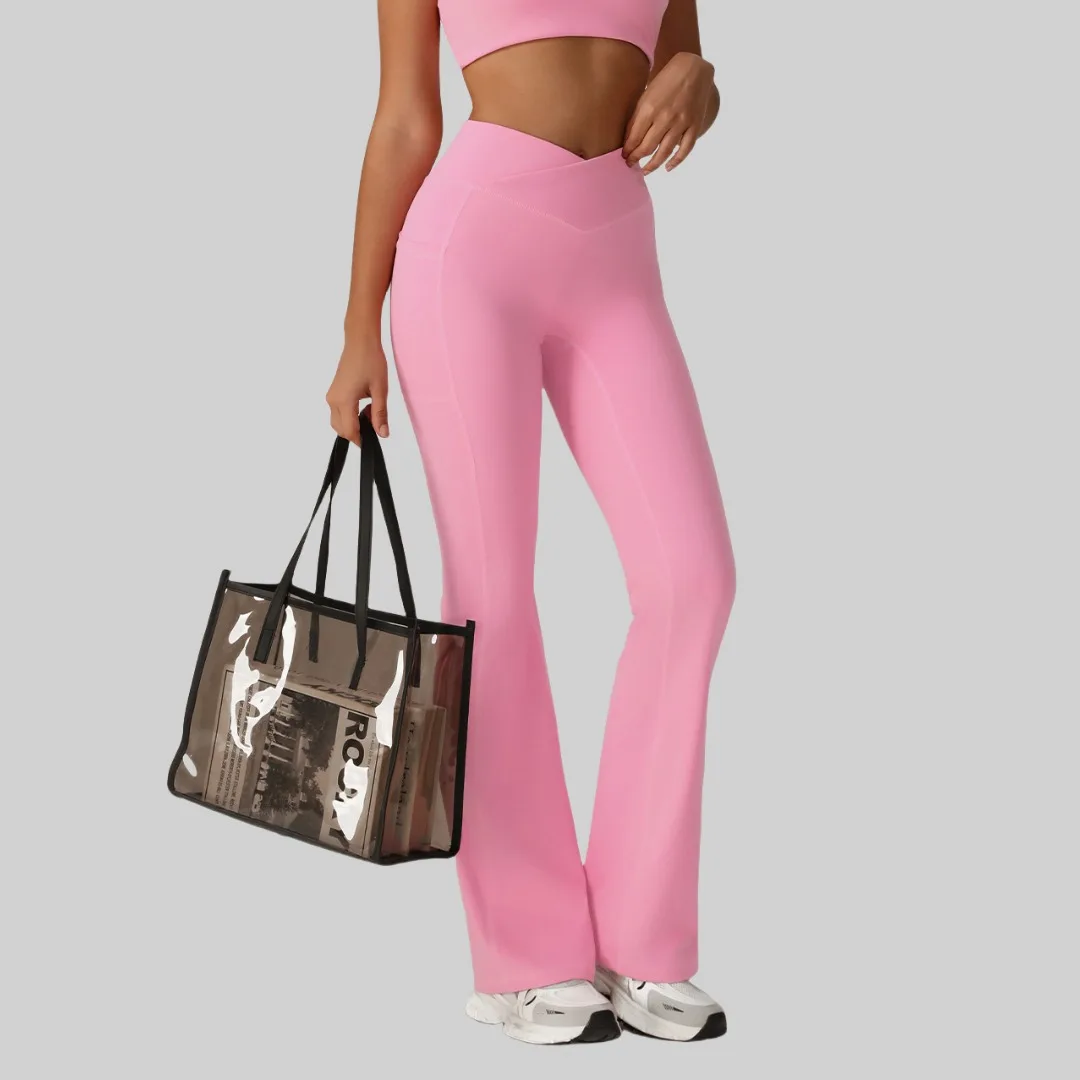 

New Cross High Waist Yoga Flared Pants Women's Dance Sports Wide Leg Pants Thin Breathable Casual Hip Lift Sports Fitness Pants